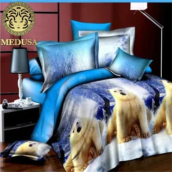 3d polarni medved, posteljnina nabor kraljica velikosti rjuhe kritje posteljo stanja blazino primerih, posteljnina nabor