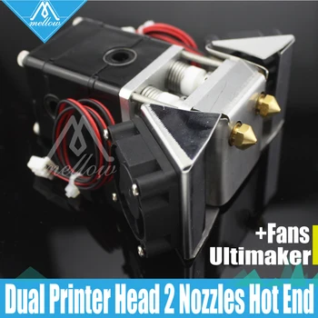 3D tiskalnik Heaterblock Ultimaker 2 + UM2 Dvojno Glave Iztiskanje Olsson blok ventilatorji za vgradnjo Šobe 0.25--0,8 mm HotEnd za 1.75/3mm