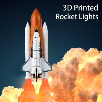 3D Tiskanje LED Nočna Lučka Raketa Space Shuttle Lučka 5V Polnilna Luna Lučka za Ljubitelje Astronomije vesoljsko Plovilo Namizni Dekor Svetlobe
