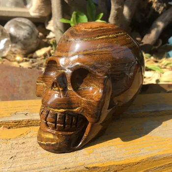 3inch Naravnih Tiger oči kamen crystal skull Ročno Izrezljane Realne Crystal skull Figur