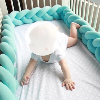 3m Newborn Baby Bed Odbijača Posteljo Pletenic Vozel Blazino Blazine Odbijača za Malčke Beby Jaslice Zaščitnik Posteljica Odbijača Soba Dekor
