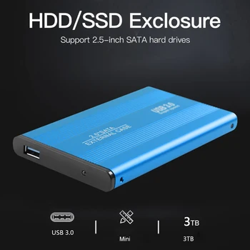 3TB USB 3.0 5Gbps Trdega Diska, Zunanje Ohišje Aluminij Zlitine 2.5 inch SATA HDD SSD Mobilne Primeru za Prenosni RAČUNALNIK