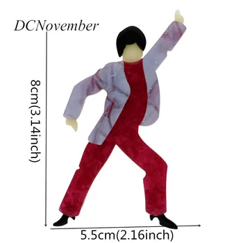 4 Barve john Paris Figuralne John Travolta Disco Dance Smolo Broška Pin Akril Acetat Celuloidnih Broška Darila DCNovember