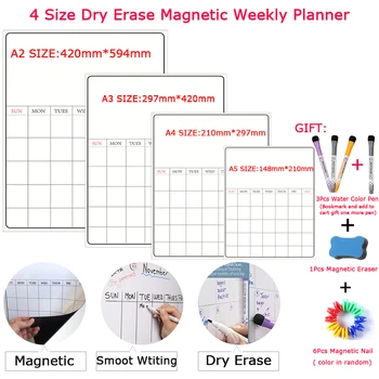 4 Velikost Suho Brisanje koledar Magnetni Tedensko&Mesečni Planer Tabla nalepke Sporočilo Risanje hladilnik Bilten White Board