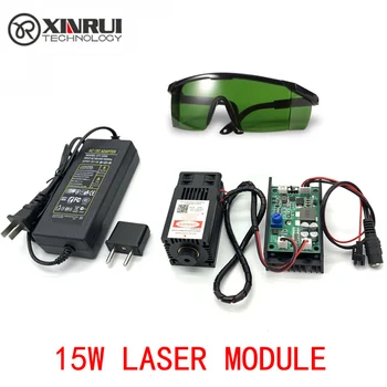 450nm 15000mW 12V High Power TTL Nastavljiv Fokus Modri Laser Modul DIY Laser graverja pribor 15W lasersko glavo