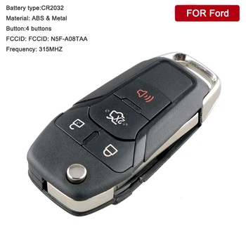 4Buttons Flip Daljinski Ključ Vstop brez ključa Fob ID49 Čip za Ford Fusion 2013 2016 2017 2018 315MHZ N5F-A08TAA