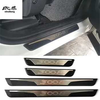 4pcs/veliko ABS Nerjavno Jeklo Vrata Polico pedal Izvažajo Ploščo za 2016-2019 Peugeot 3008 avto dodatki