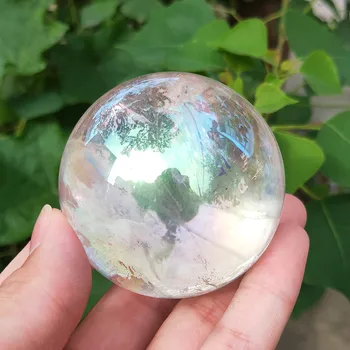 5.5-7 cm Zemeljski Angel Aura plating Jasno, Kristalno kroglo prevleko iz Titana Mavrica quartz gemstone področju Reiki zdravljenje