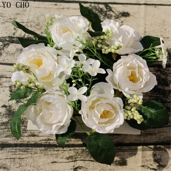5 glav/šopek umetnih peony šopek rose cvet flores artificiales svile cvetja za Dom Stranka dekorativni posušeno cvetje