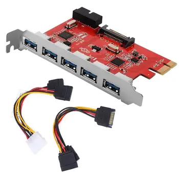 5 Vrat USB 3.0 Hub PCI E Sim Adapter Pretvornik z 20 Pin SATA Priključek za Visoke Hitrosti PCI E Kartico Pretvornik Računalniške Opreme