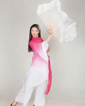 50 cm-86 cm Dolžina Ženske Ples Trebuh Fan Veils White Pravi Svile Kitajske Tradicionalne Bambusa Zložljiva Fan