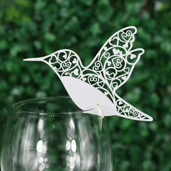 50 KOS Občutljivo Ptica Vklesan Laser Cut Kozarec Vina Kartico Creative Weding Dekoracijo, ki Želijo Kartice za Poroko, Rojstni dan Del Korist