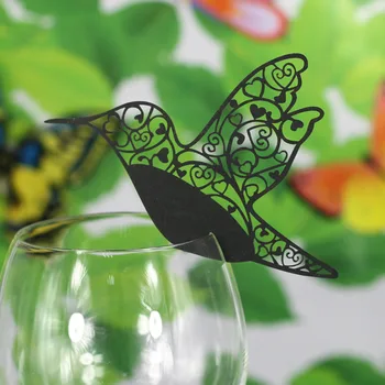 50 KOS Občutljivo Ptica Vklesan Laser Cut Kozarec Vina Kartico Creative Weding Dekoracijo, ki Želijo Kartice za Poroko, Rojstni dan Del Korist