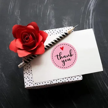 500pc Pink Label Nalepke Srce Papir Hvala Nalepke Pečat Oznake Za Naročilo Krog Darilo Dekoracijo Poslovne Tiskovine