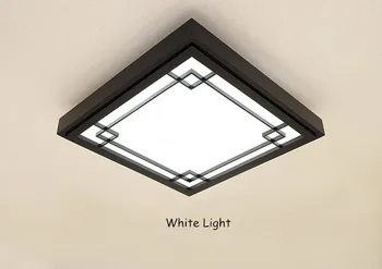 53X53cm Japonski Stropna LED Tatami Svetilke Lesene Daljinski upravljalnik Stropne Luči za Spalnico, dnevno Sobo, Balkon Črne Barve