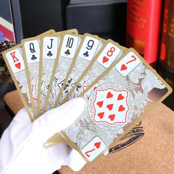 55pcs/set zlato foiling nepremočljiva prozorno pvc plastike poker gold rob igralne karte zmaj novost pokers visoke kakovosti darilo