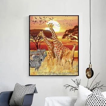5d Diy Diamond Vezenje Diamond Slikarstvo Žirafa & Zebre Navzkrižno Šiv Krog, Kvadrat Vaja Nosorogovo Otrok Darilo KBL