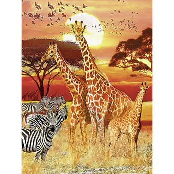 5d Diy Diamond Vezenje Diamond Slikarstvo Žirafa & Zebre Navzkrižno Šiv Krog, Kvadrat Vaja Nosorogovo Otrok Darilo KBL