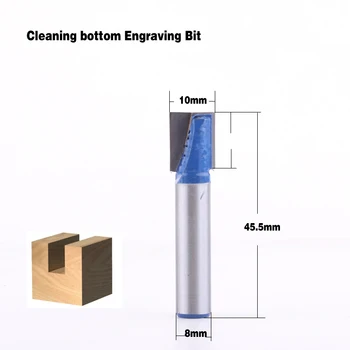5pcs 8 mm Čiščenje dno Graviranje Bitov trdna karbida usmerjevalnik malo 10,15,20,25,30 mm Premer CNC rezkanje rezalnik endmill za les