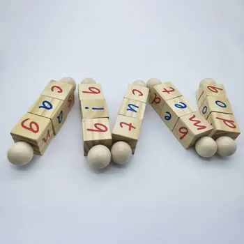 5Pcs Montessori Fonetična Branje Ujemanje Pismo Igra Abeceda Črkovanje Obračanje Zgodnjega Učenja Lesena Gradnja Blokov