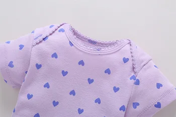 5pcs Newborn Baby Poletje Kratka Sleeved Oblačila Risanka Bombažno Vrečko Prdec Komplet za Malčke Srčkan Baby Toddler Cvetlični Plezanje Obleka Iz