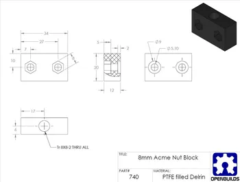5pcs TR8x8/TR8x4/TR8x2 8 mm Acme Matica Blok za CNC 3D tiskalnik rezervni deli TR8 POM matica