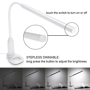 5W 24 Led Oči Zaščito Spona Clip Svetloba namizne Svetilke Stepless Zatemniti Upogljivi USB Powered Touch Senzor za Nadzor