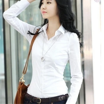 5XL Plus Velikost Womens Vrhovi Pomlad 2021 korejski Bele Bluze Priložnostne Dolg Rokav Dame Majice Črne Bluze 5XL Shirt Dame Vrhovi
