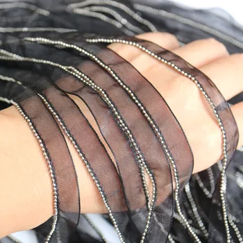 5yards Nosorogovo beaded črne čipke trim za obleke Šivanje čipke obrezovanje trak za DIY oblačila dodatki