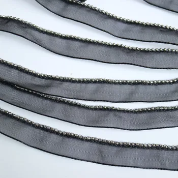 5yards Nosorogovo beaded črne čipke trim za obleke Šivanje čipke obrezovanje trak za DIY oblačila dodatki