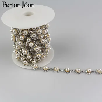 5yards/veliko 0.46 inch širina Klasičnih krog pearl okrasnih trim Trak kovinski kristalni verige vreča za obleko obutev dodatki ML020