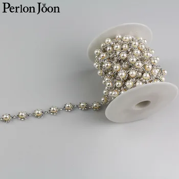 5yards/veliko 0.46 inch širina Klasičnih krog pearl okrasnih trim Trak kovinski kristalni verige vreča za obleko obutev dodatki ML020