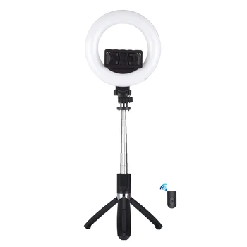 6.3 palčni Z Nastavek za Stojalo Fotografija Živo Nastavljiva Svetlost Selfie LED Obroč Luči 3 Načini Nosilec za Telefon, USB Video