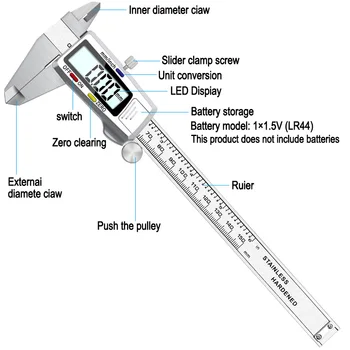 6 inch 0-150mm iz nerjavečega jekla elektronski digitalni vernier kaliper za merjenje točnosti mikrometer