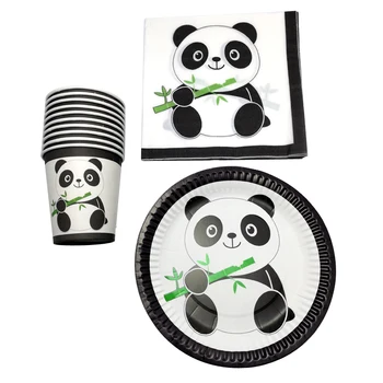 60pcs/veliko lep Panda Dekoracija Plošče Skodelice Baby Tuš Otroci Fantje Uslug Stekla Happy Birthday Party Dogodkih Papir, otroške Plenice