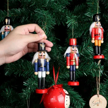 6Pcs/set Božič Doll Božični Okraski, drevo Vojak Dekoracijo Lesa Narejene Nutcracker Lutkovno Namizje Okrasni Obeski
