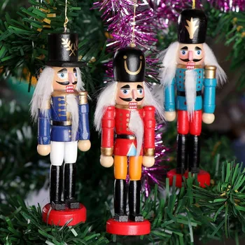 6Pcs/set Božič Doll Božični Okraski, drevo Vojak Dekoracijo Lesa Narejene Nutcracker Lutkovno Namizje Okrasni Obeski