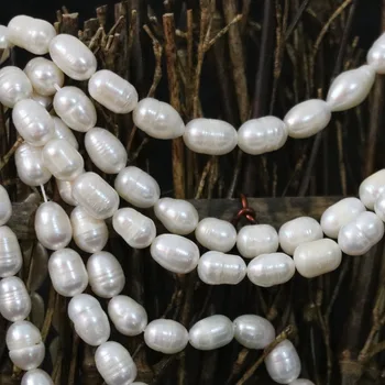 7-8 mm nove riž biserov bele naravnih sladkovodnih visoko kakovostni ženske poroke čare svoboden kroglice nakit, izdelava 15inch B1341