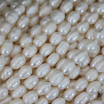 7-8 mm nove riž biserov bele naravnih sladkovodnih visoko kakovostni ženske poroke čare svoboden kroglice nakit, izdelava 15inch B1341