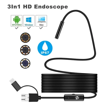 720P Industrijske Endoskop USB Kamere 10m IP67 Nepremočljiva Endoskop kamera za telefone Windows 6 Nastavljiva Led-Pregledovalna Kamera