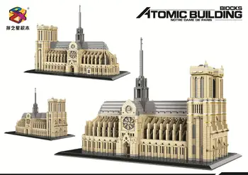 7380pcs+ Francija Notre-Dame de Paris gradniki Svetovno Znane Cerkvene Arhitekture Mikro Diamond Blocks Igrača Za Darilo Otrok