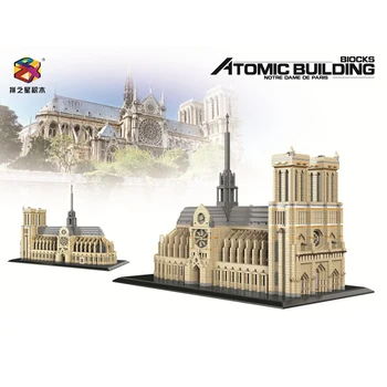 7380pcs+ Francija Notre-Dame de Paris gradniki Svetovno Znane Cerkvene Arhitekture Mikro Diamond Blocks Igrača Za Darilo Otrok