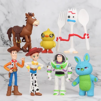 7pcs/set Forky Buzz Lightyear Igrača Zgodba 4 Risanka Woody Jessie Bullseye Konj Dejanje slika zbirateljske Lutka igrače za otroke