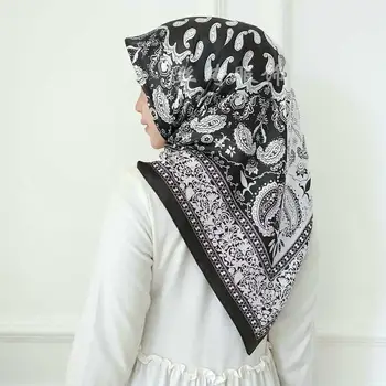 90*90 cm Indijska tiskanja svileni šal etnične slog ženske rute šali, šali modna torba za lase šal foulard femme muslimanska oblačila hidžab šal