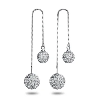 925 sterling silver fashion Shambhala žogo kristalno spusti uhani za ženske, nakit trgovini darilo za rojstni dan padec ladijskega prometa