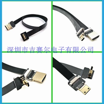 A1 FPV Micro HDMI-Mini HDMI 90 stopinj Adapter 5 cm-100 cm FPC Traku Ploščati Kabel HDMI Igrišču 20pin Vtič Priključek