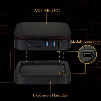 AK1 Intel Apoll Jezero J3455 Mini PC Win10 4G RAM 32 G/64 G/96G/160 G ROM, USB 3.0, WIFI 2.4 G/5 G HDMI BT Tip-C 1000 LAN do 2TB