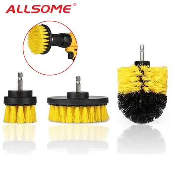 ALLSOME 3pcs Moči Scruber Brush Set Za Kopalnico Vaja Scruber Krtačo Za Čiščenje Akumulatorski Vrtalnik Attachment Kit