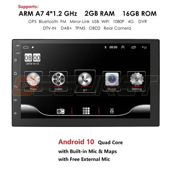 Android 10 2 Din avtoradio, Predvajalnik Videa Univerzalni Auto Stereo GPS za Nissan Hyundai Kia Toyota Večpredstavnostna ZEMLJEVID 2G +32 G WiFi