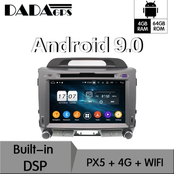 Android 9.0 4+64GB px5 Vgrajen DSP Avto večpredstavnostna DVD Predvajalnik, GPS Radio Za KIA SPORTAGE 2010-2016 GPS Navigacijo, stereo zvokom v Video